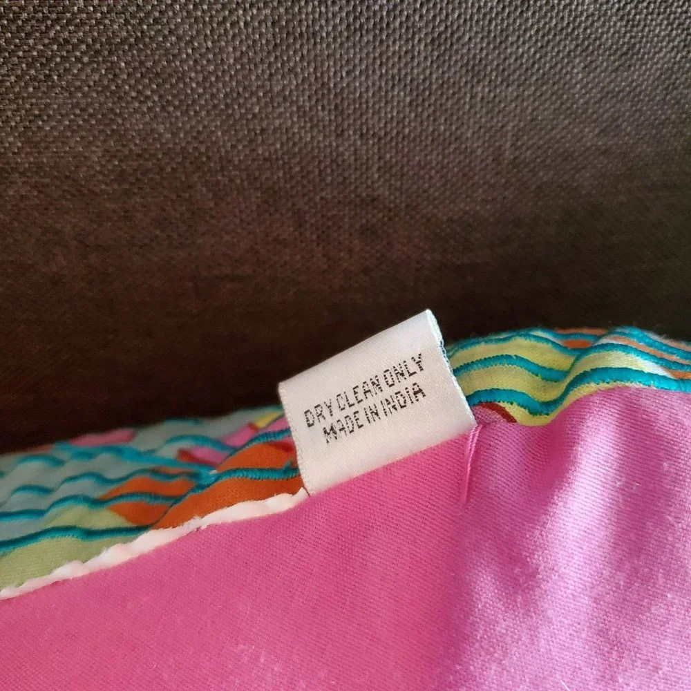 Embroidered Shell Throw Pillow, CBK, Coastal Beach Decor, Seahorse, Pink Cotton